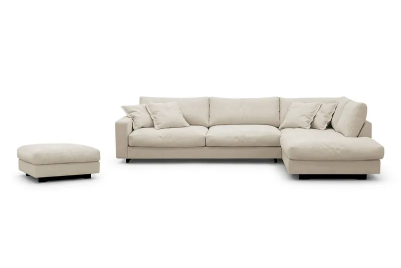 Valencia Sofagruppe Ekstra Dyp 4-seters Sjeselong Høyre + Fotskammel, Beige