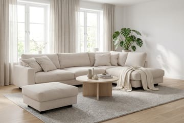 Valencia Sofagruppe Ekstra Dyp 4-seters Sjeselong Høyre + Fotskammel - Offwhite - Møbler - Sofaer - Sofagrupper