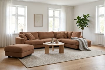 Valencia Sofagruppe Ekstra Dyp 4-seters Sjeselong Høyre + Fotskammel - Rustrødbrun - Møbler - Sofaer - Sofagrupper