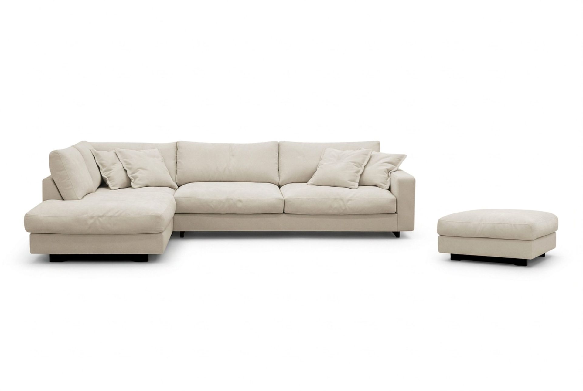Valencia Sofagruppe Ekstra Dyp 4-seters Sjeselong Venstre + Fotskammel - Beige