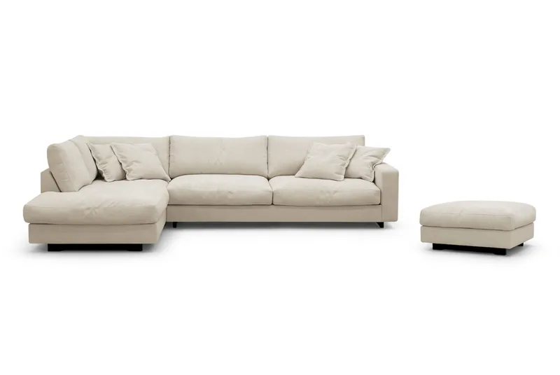 Valencia Sofagruppe Ekstra Dyp 4-seters Sjeselong Venstre + Fotskammel, Beige