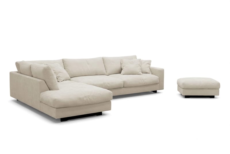 Valencia Sofagruppe Ekstra Dyp 4-seters Sjeselong Venstre + Fotskammel - Beige - Møbler - Sofaer - Sofagrupper