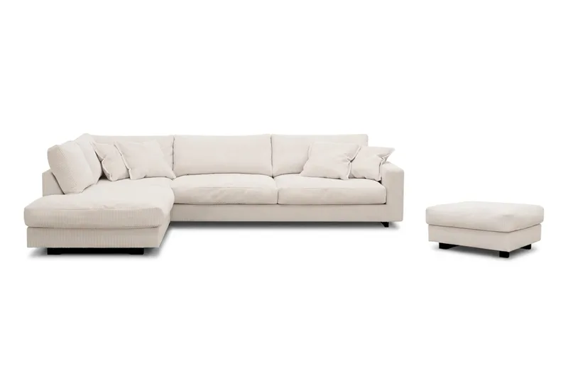 Valencia Sofagruppe Ekstra Dyp 4-seters Sjeselong Venstre + Fotskammel, Offwhite
