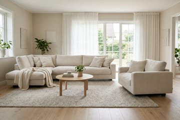 Valencia Sofagruppe Ekstra Dyp 4-seters Sjeselong Venstre + Lenestol - Beige - Møbler - Sofaer - Sofagrupper