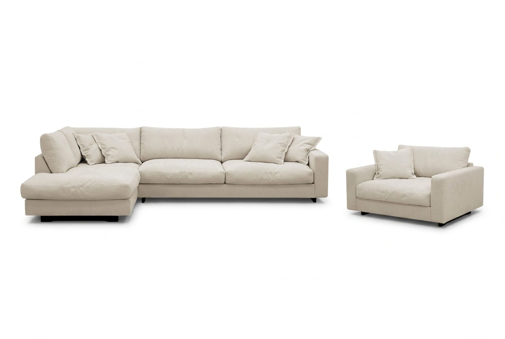 Valencia Sofagruppe Ekstra Dyp 4-seters Sjeselong Venstre + Lenestol - Beige