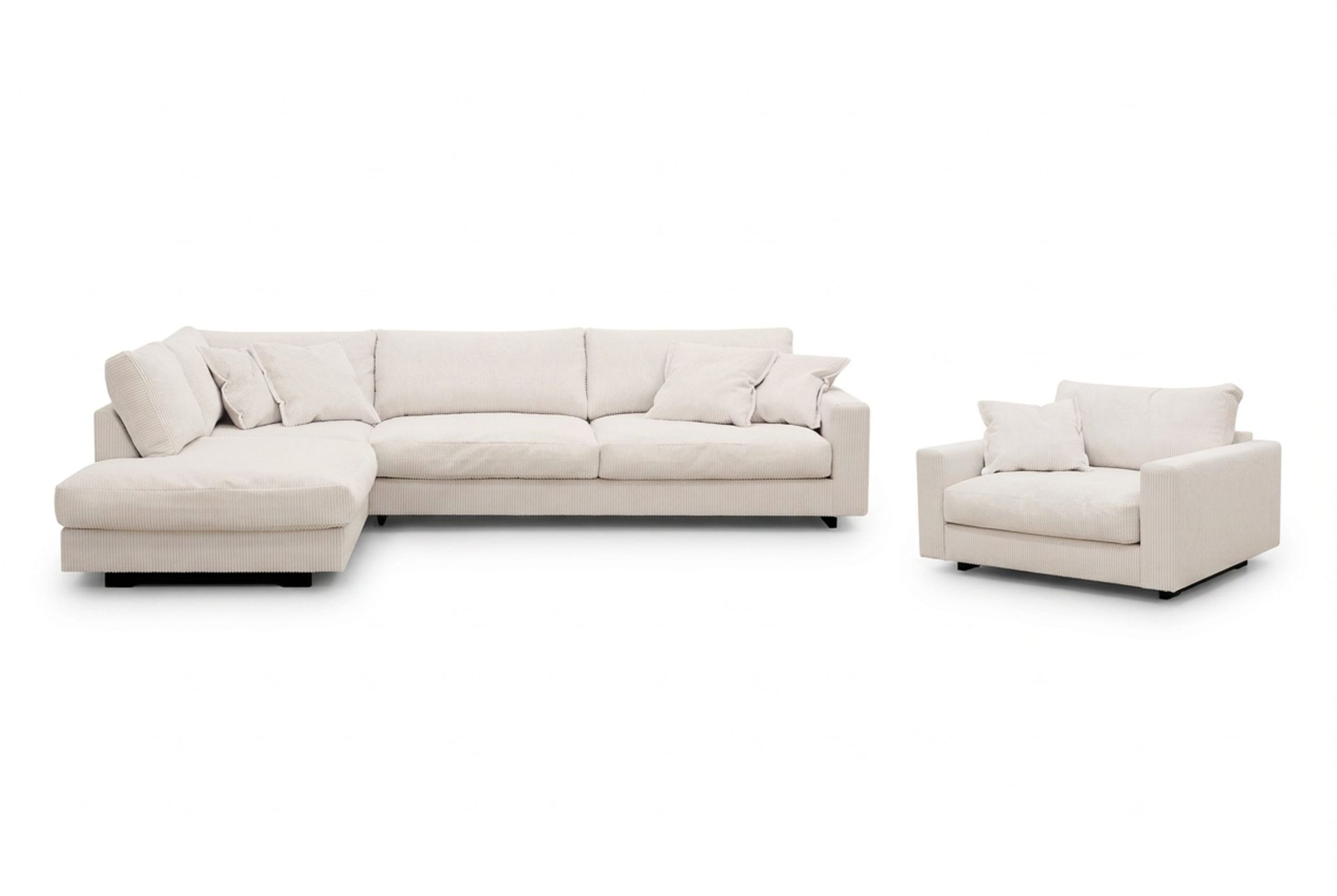 Valencia Sofagruppe Ekstra Dyp 4-seters Sjeselong Venstre + Lenestol - Offwhite