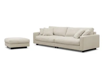 Valencia Sofagruppe Ekstra Dyp 4-seters Sofa + Fotskammel - Beige - Møbler - Sofaer - Sofagrupper