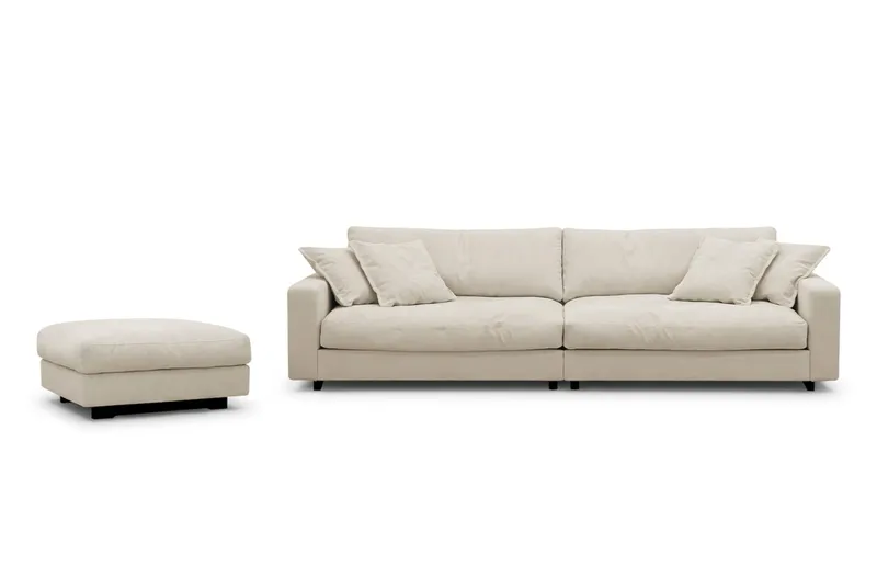 Valencia Sofagruppe Ekstra Dyp 4-seters Sofa + Fotskammel, Beige