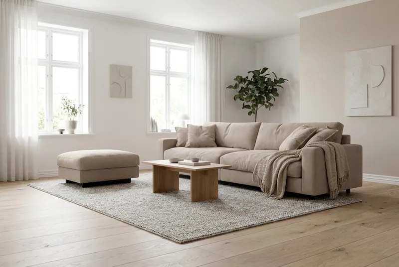 Valencia Sofagruppe Ekstra Dyp 4-seters Sofa + Fotskammel - Brun - Møbler - Sofaer - Sofagrupper