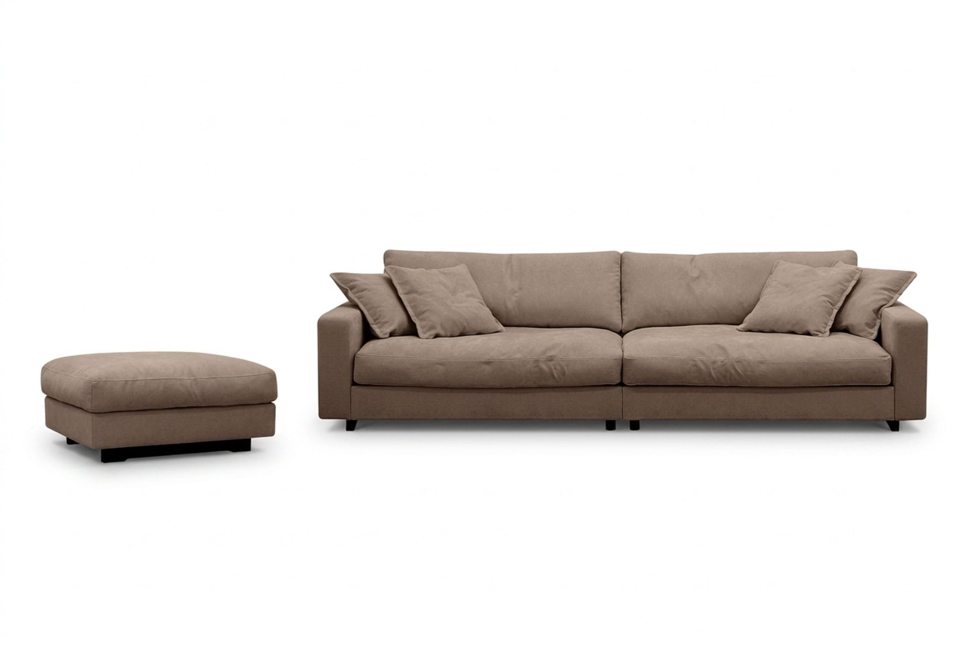 Valencia Sofagruppe Ekstra Dyp 4-seters Sofa + Fotskammel - Mørkebrun