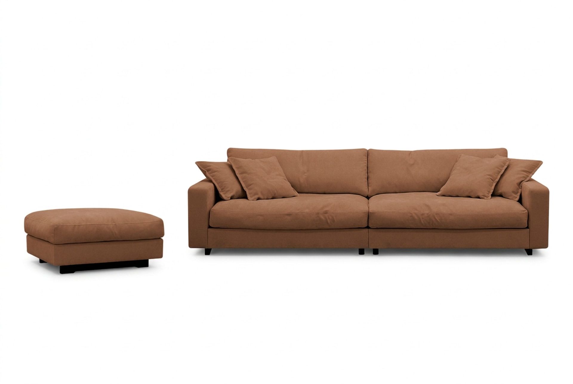 Valencia Sofagruppe Ekstra Dyp 4-seters Sofa + Fotskammel - Rustrødbrun