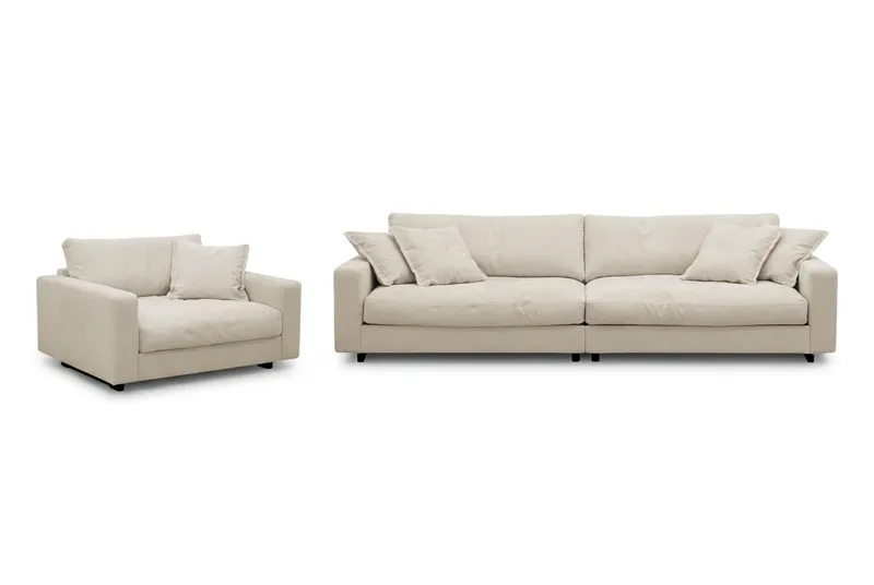 Valencia Sofagruppe Ekstra Dyp 4-seters Sofa + Lenestol, Beige