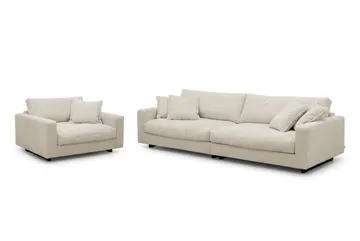 Valencia Sofagruppe Ekstra Dyp 4-seters Sofa + Lenestol - Beige - Møbler - Sofaer - Sofagrupper