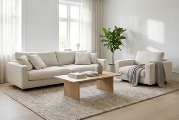 Valencia Sofagruppe Ekstra Dyp 4-seters Sofa + Lenestol - Beige - Møbler - Sofaer - Sofagrupper