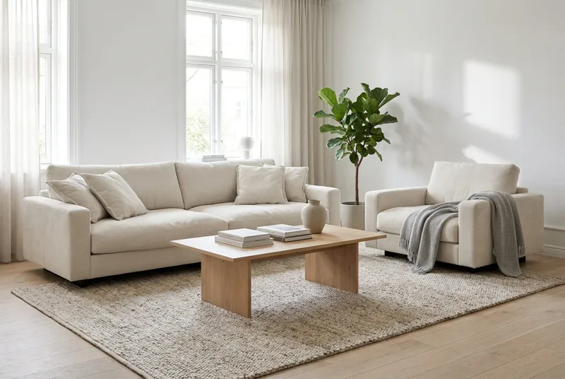 Valencia Sofagruppe Ekstra Dyp 4-seters Sofa + Lenestol - Beige - Møbler - Sofaer - Sofagrupper