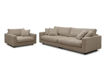Valencia Sofagruppe Ekstra Dyp 4-seters Sofa + Lenestol - Brun - Møbler - Sofaer - Sofagrupper