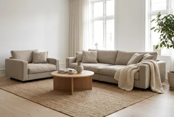 Valencia Sofagruppe Ekstra Dyp 4-seters Sofa + Lenestol - Brun - Møbler - Sofaer - Sofagrupper