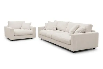 Valencia Sofagruppe Ekstra Dyp 4-seters Sofa + Lenestol - Offwhite - Møbler - Sofaer - Sofagrupper