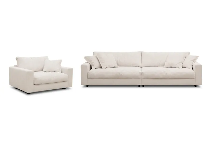Valencia Sofagruppe Ekstra Dyp 4-seters Sofa + Lenestol, Offwhite