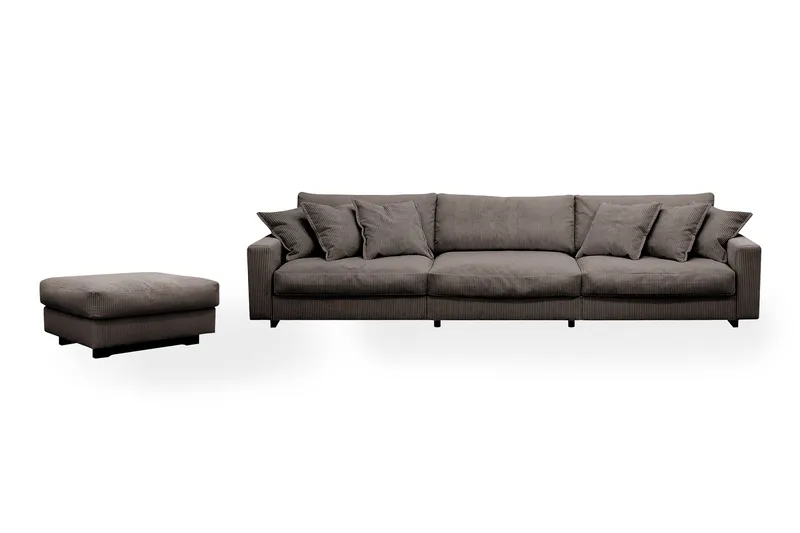 Valencia sofagruppe ekstra dyp 5-seters sofa + fotskammel, Brun
