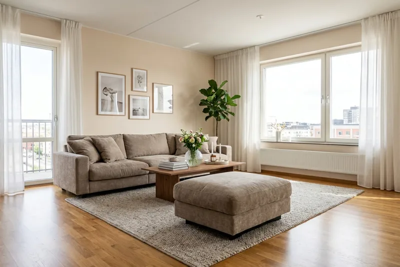 Valencia sofagruppe ekstra dyp 5-seters sofa + fotskammel i chenille - Brun - Møbler - Sofaer - Hjørnesofa