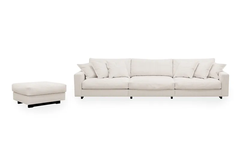Valencia sofagruppe ekstra dyp 5-seters sofa + fotskammel - Offwhite - Møbler - Sofaer - Hjørnesofa