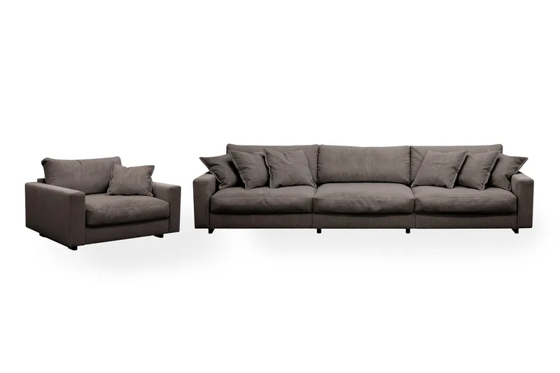 Valencia sofagruppe ekstra dyp 5-seters sofa + lenestol, Brun