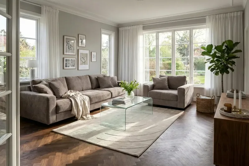 Valencia sofagruppe ekstra dyp 5-seters sofa + lenestol i chenille - Brun - Møbler - Sofaer - Sofagrupper