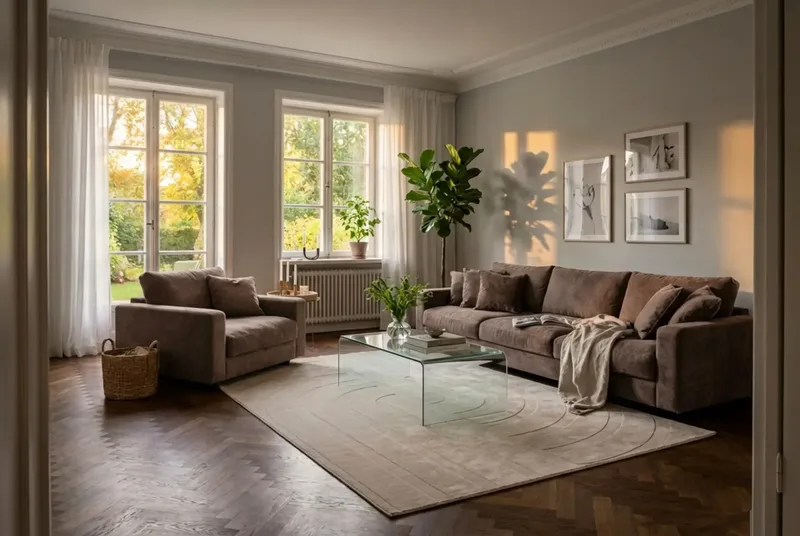 Valencia sofagruppe ekstra dyp 5-seters sofa + lenestol i chenille - Mørkbrun - Møbler - Sofaer - Sofagrupper