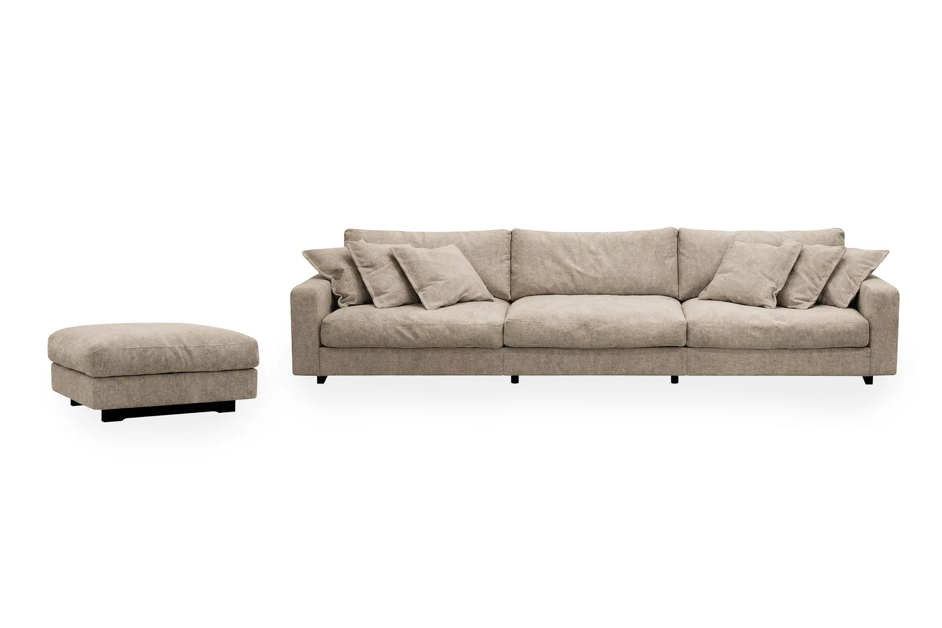 Valencia sofagruppe ekstra dyp 5-seters sofa + fotskammel i chenille - Brun