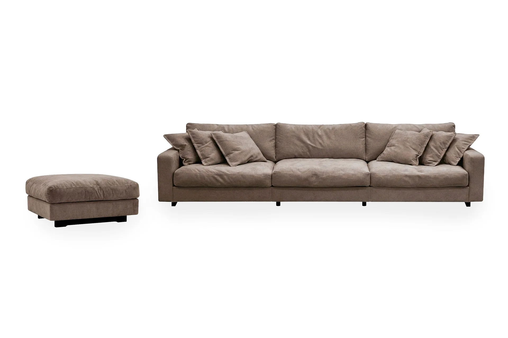 Valencia sofagruppe ekstra dyp 5-seters sofa + fotskammel i chenille - Mørk brun