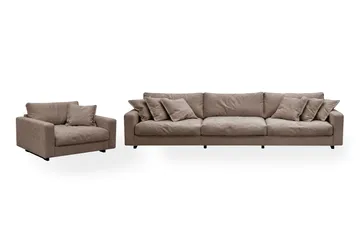 Valencia sofagruppe ekstra dyp 5-seters sofa + lenestol i chenille