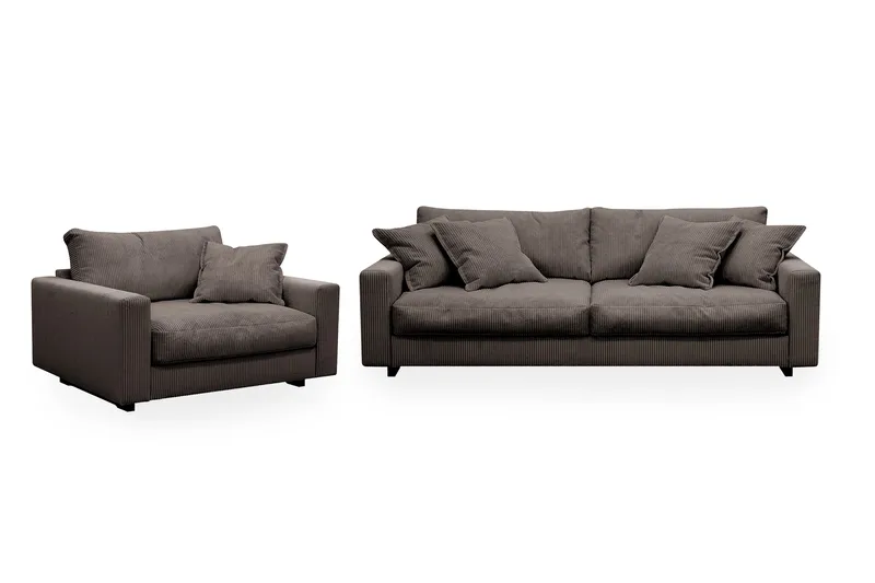Valencia sofagruppe Extra Dyp 3-seters sofa + lenestol, Brun