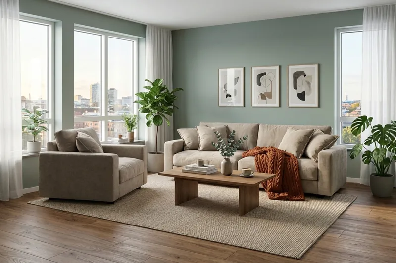 Valencia sofagruppe Extra Dyp 3-seters sofa + lenestol i chenille - Brun - Møbler - Sofaer - Sofagrupper