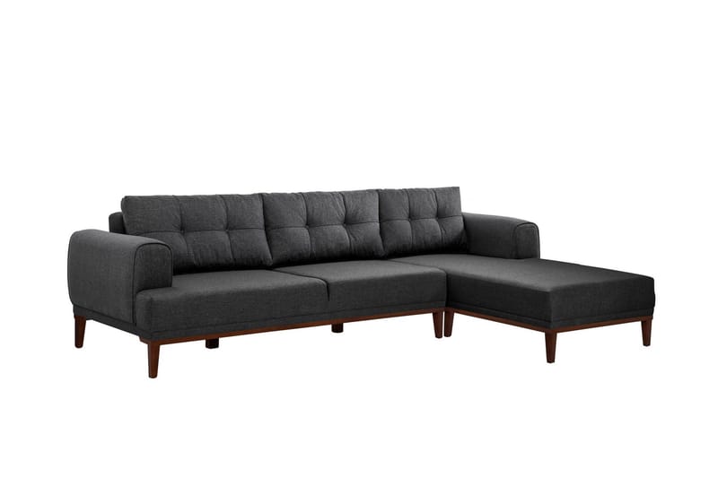 Valsot 4-seters Sofa med Divan, Antrasitt