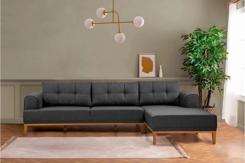Valsot 4-seters Sofa med Divan - Antrasitt - Møbler - Sofaer - Sofa med sjeselong