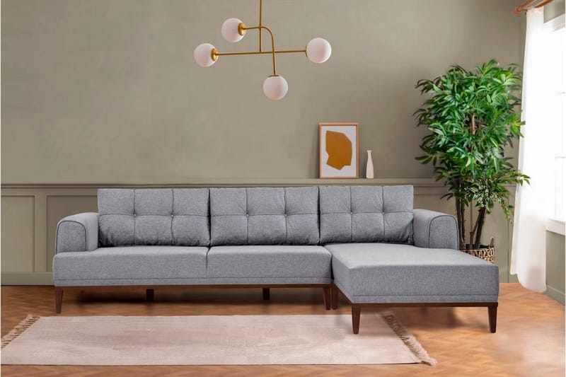 Valsot 4-seters Sofa med Divan - Grå - Møbler - Sofaer - Sofa med sjeselong