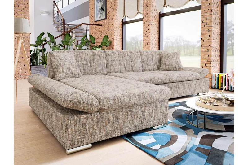 Vananda Sofa med Sjeselong 3-seter - Flerfarget/Beige - Møbler - Sofaer - Sofa med sjeselong