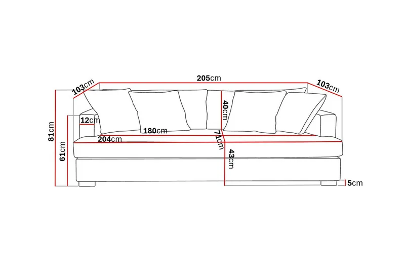Vanlig sofa uten divan og sjeselong Scandinavian Choice Rossita Dyp 3-seters fløyelssofa Hel pute Brun - Møbler - Sofaer - Sofa 3 seter