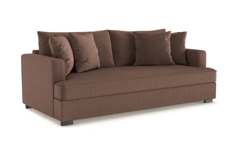Vanlig sofa uten divan og sjeselong Scandinavian Choice Rossita Dyp 3-seters fløyelssofa Hel pute Brun - Møbler - Sofaer - Sofa 3 seter