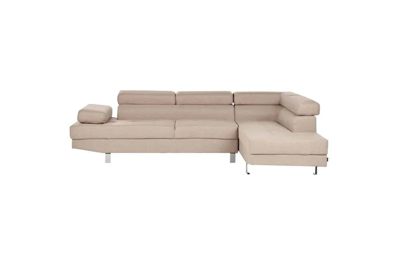 Vanlig Soffa med schäslong utan divan Beige, Silver, undefined