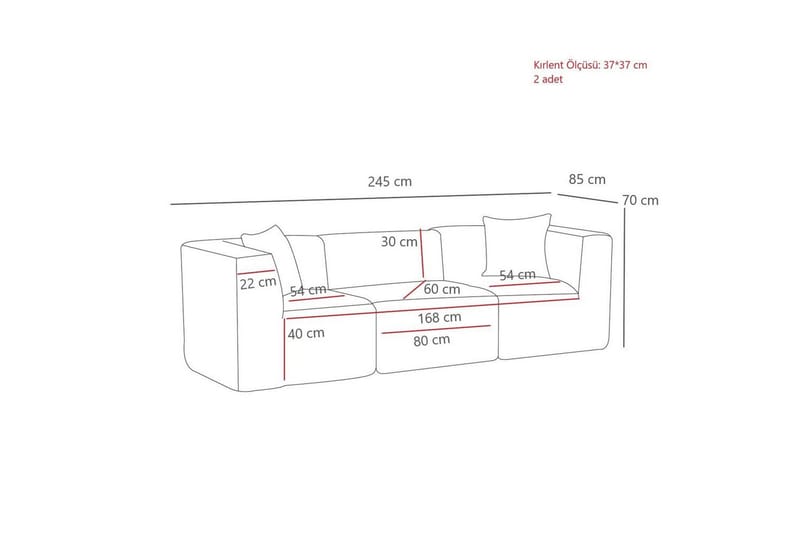 Veyno Sofa 3-sits - Antrasitt - Møbler - Sofaer - Sofa 3 seter