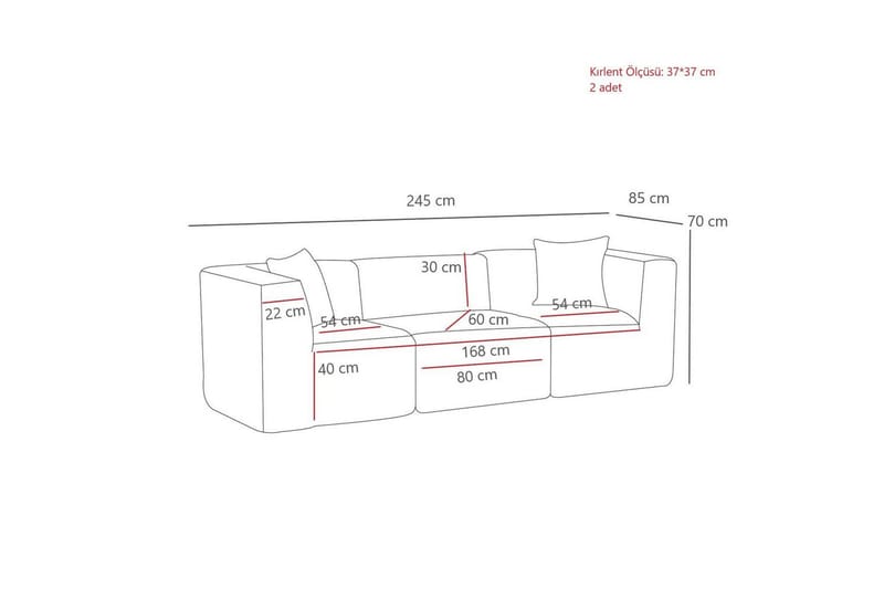 Veyno Sofa 3-sits - Oransje - Møbler - Sofaer - Sofa 3 seter