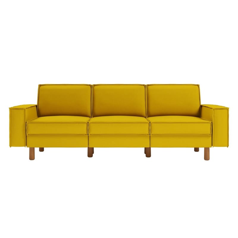 Vilsa 3-seter Myk Dyp Sofa i Lin - Gul|Brun - Møbler - Sofaer - Sofa 3 seter