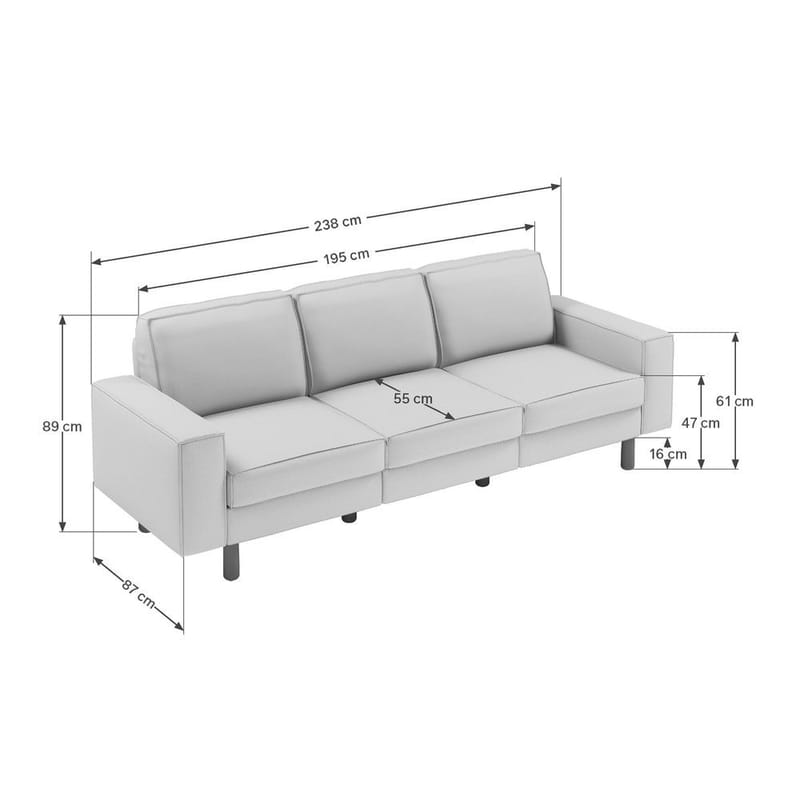 Vilsa 3-seter Myk Dyp Sofa i Lin - Gul|Brun - Møbler - Sofaer - Sofa 3 seter