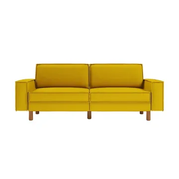 Vilsa 3-seter Myk Dyp Sofa med Kantsøm og Boxig i Lin - Sennepsgul - Møbler - Sofaer - Sofa 3 seter