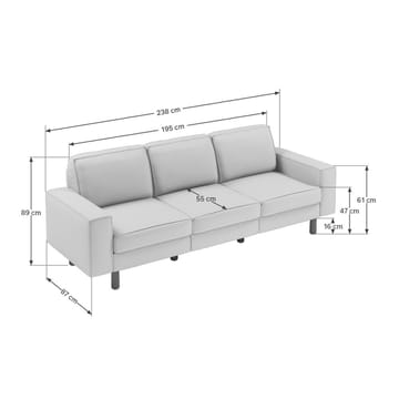 Vilsa 3-seters sofa - Brun - Møbler - Sofaer - Fløyel sofaer