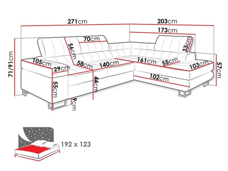 Warwick 4-seters Sofa med Sjeselong Venstre - Møbler - Sofaer - Hjørnesofa