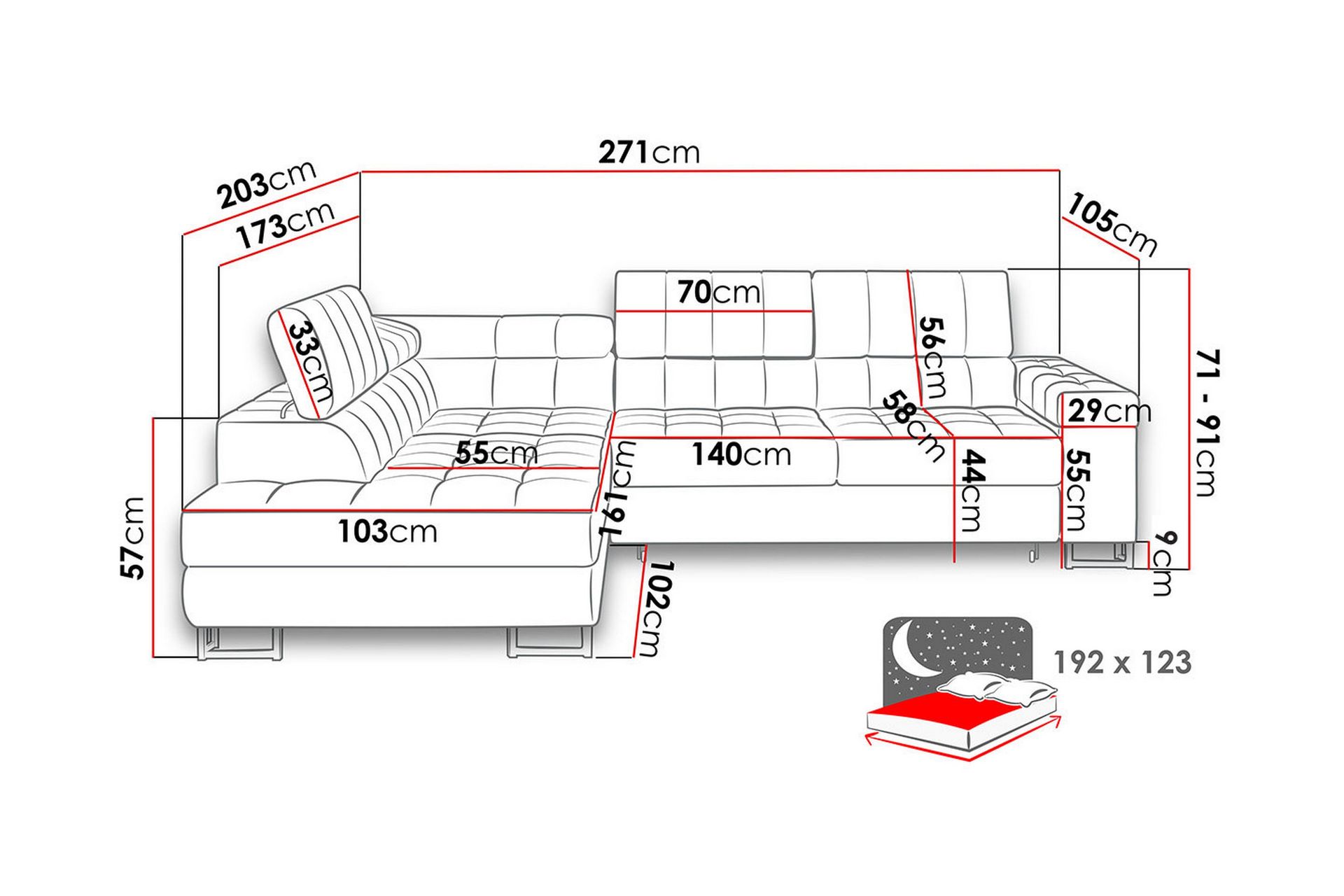 Warwick Sofa med Sjeselong 3-seter - Brun - Møbler - Sofaer - Sofa med sjeselong