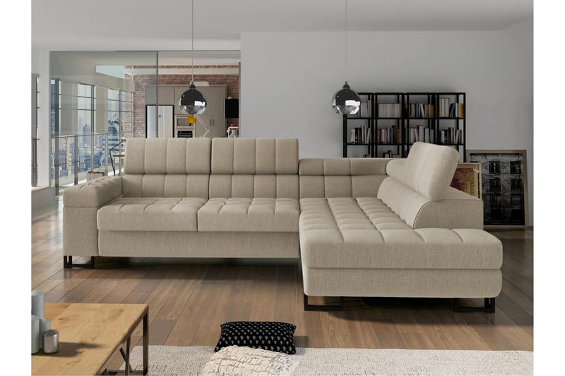Warwick Sovesofa Med 3-Seters Sjeselong - Beige - Møbler - Sofaer - Sovesofaer